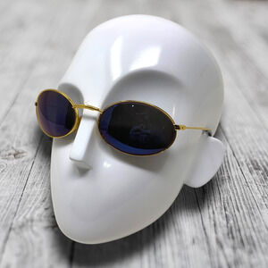 Vtg Safilo x T-Force Gold Oval Glasses Eyeglasses Frames Only Avant Garde Italy